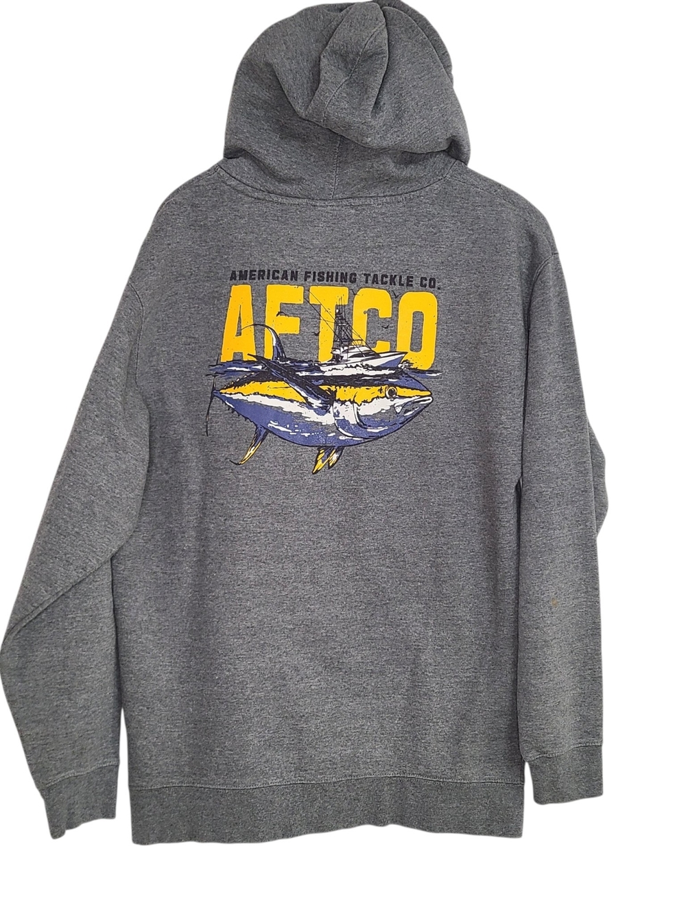 AFTCO American Fishing Tackle Co Gray Yellowfin Tuna Hoodie Sz L